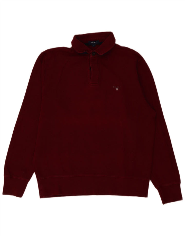 GANT Sweat-shirt à col polo pour homme en coton bordeaux Taille L