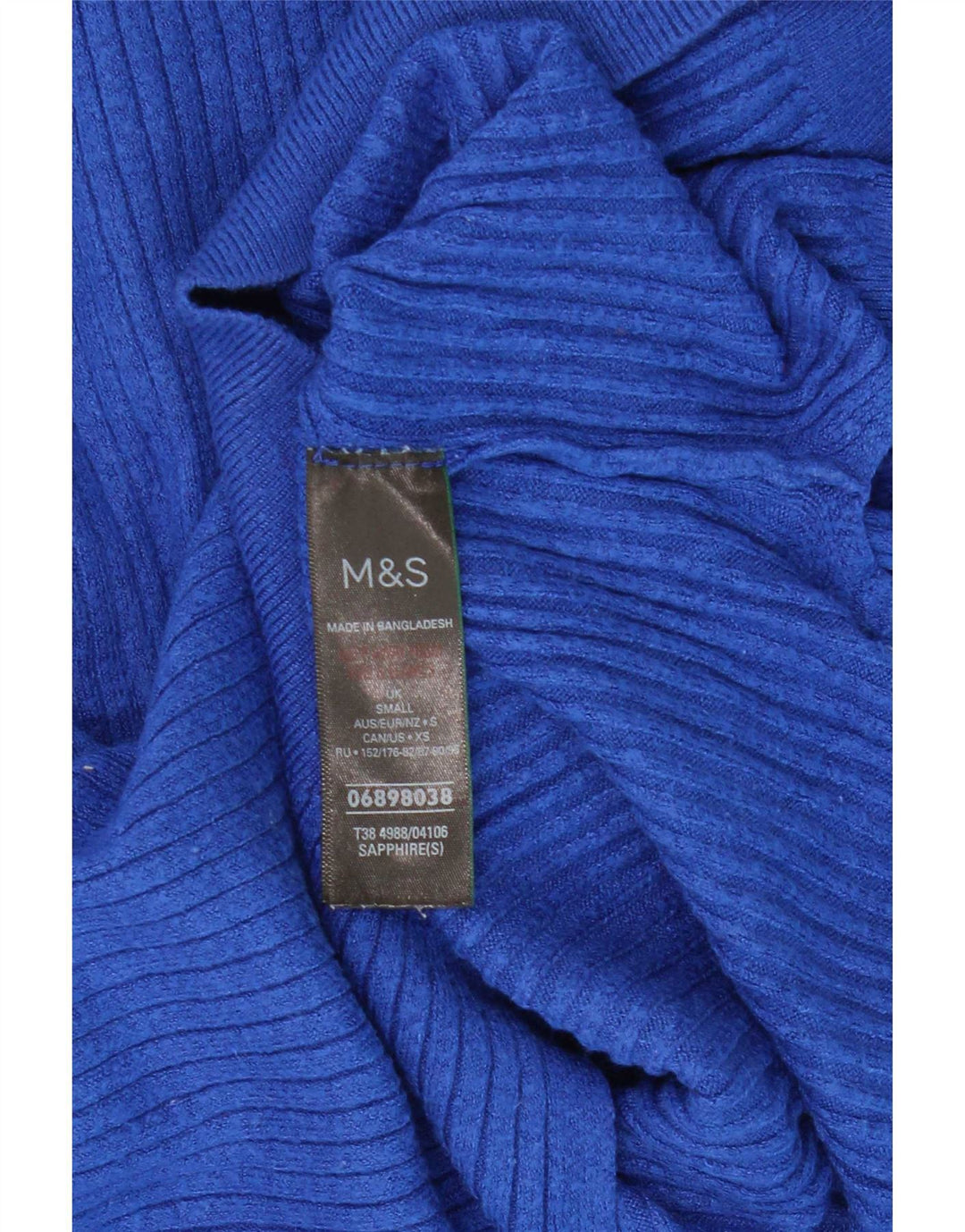 Marks & Spencer Pull col zippé pour femme UK 10 Small Bleu Viscose