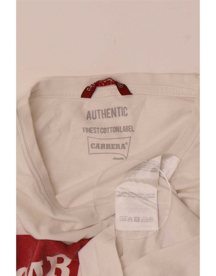 Carrera T-Shirt Graphique Top Coton Blanc Moyen Homme