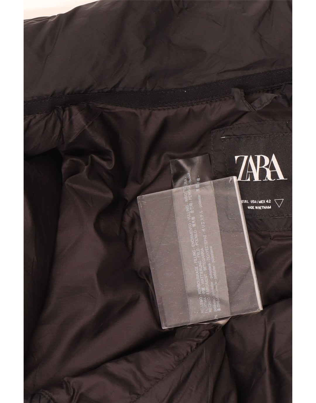 Zara Veste matelassée pour homme UK 40 Large Noir Polyester