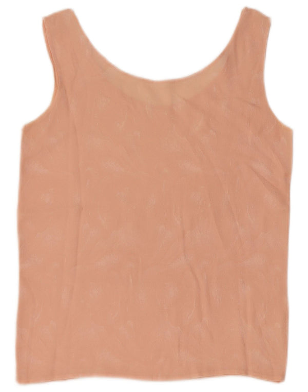 vintage Femmes Crop Sans Manches Blouse Top UK 4 XS Rose Tie Dye