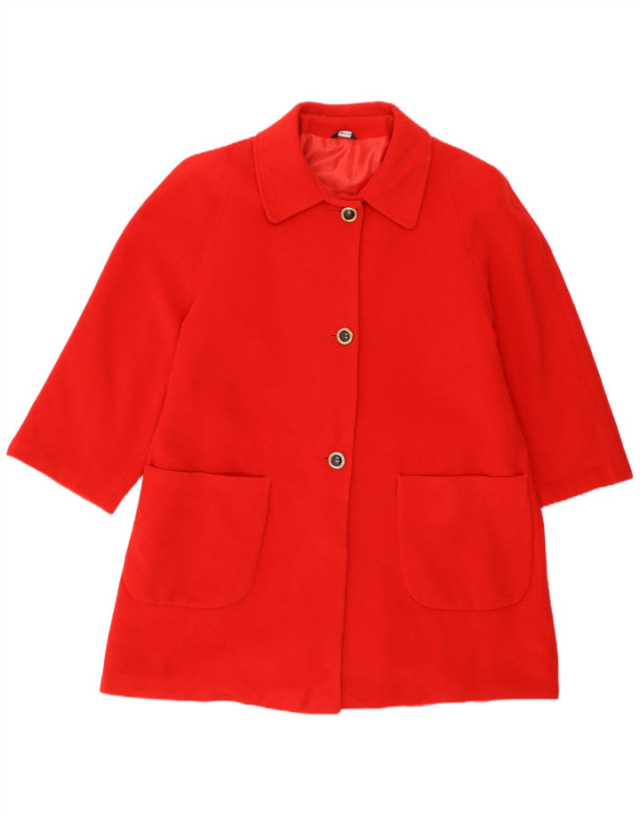 vintage Womens Overcoat UK 16 Grand Rouge