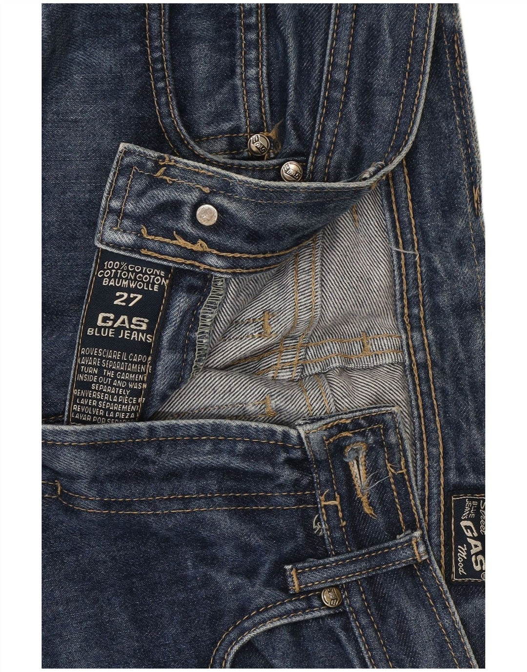 Jean droit femme Gas W27 L31 bleu coton