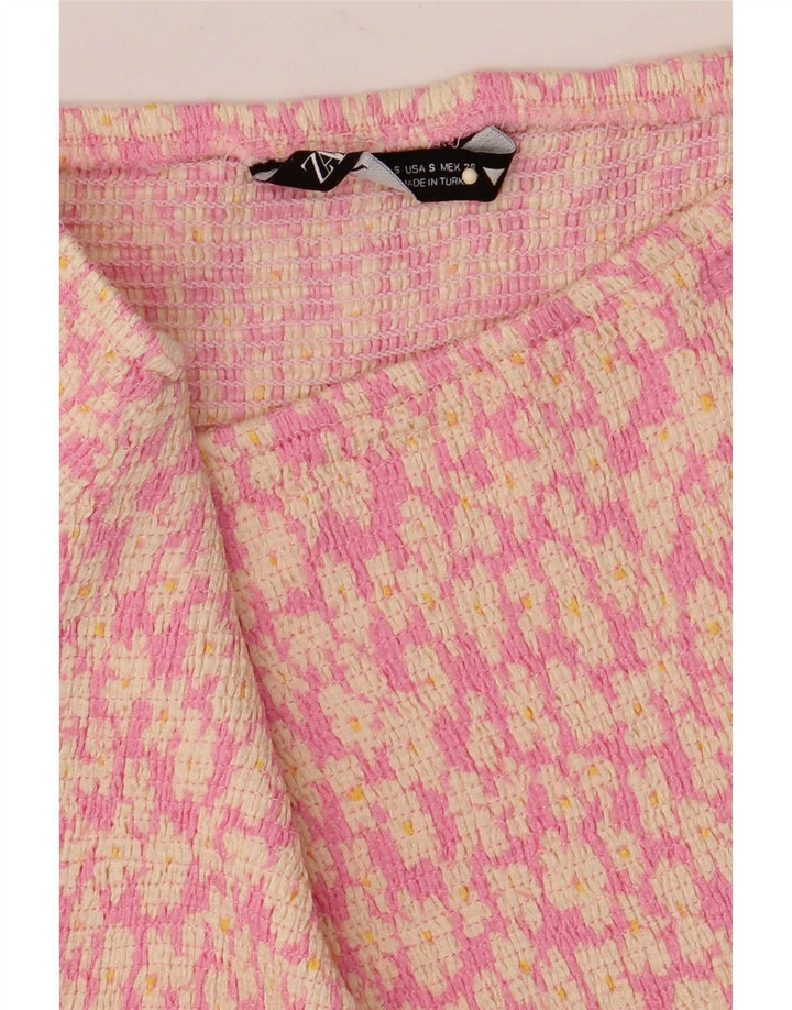 Zara Femme Mini Jupe À Volants Petit W26 Rose Floral