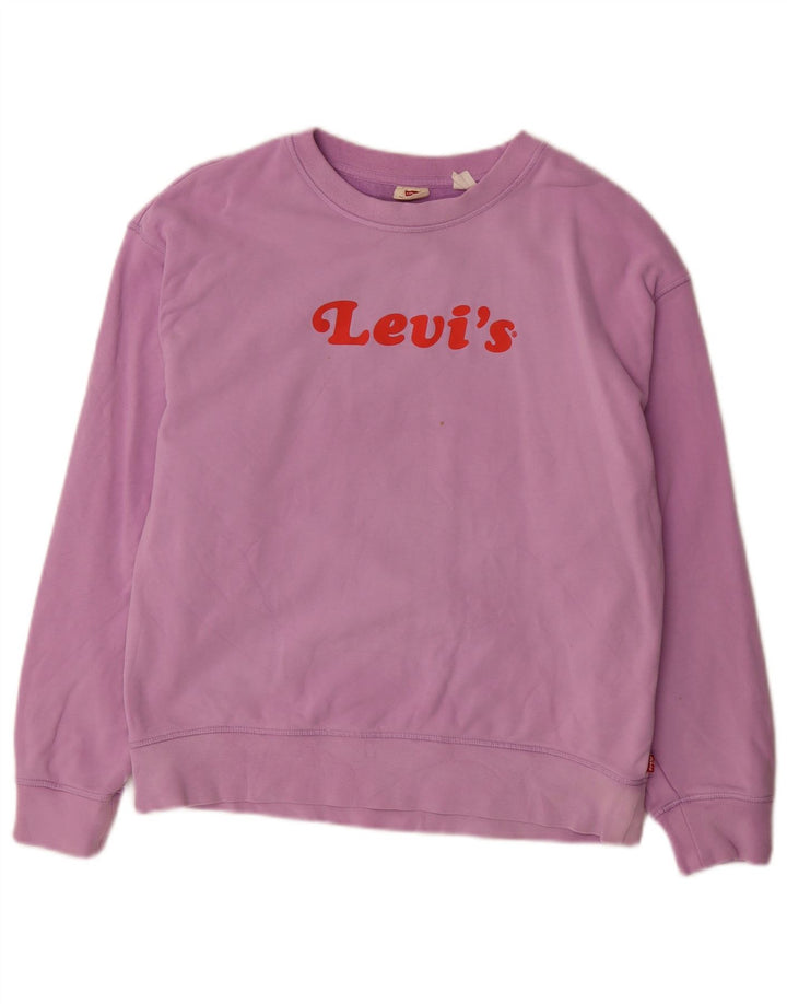Levi's Sweat-shirt surdimensionné graphique pour femme UK 10 Small Violet Coton