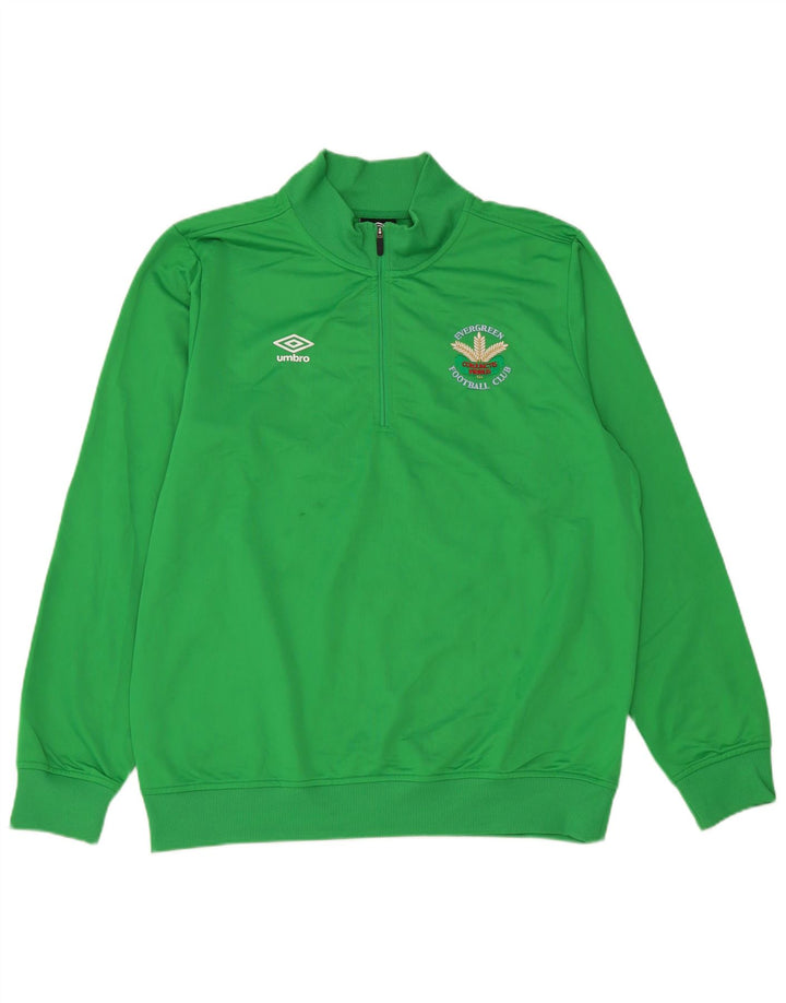 Umbro Sweat-shirt graphique à col zippé pour hommes, grand vert, polyester