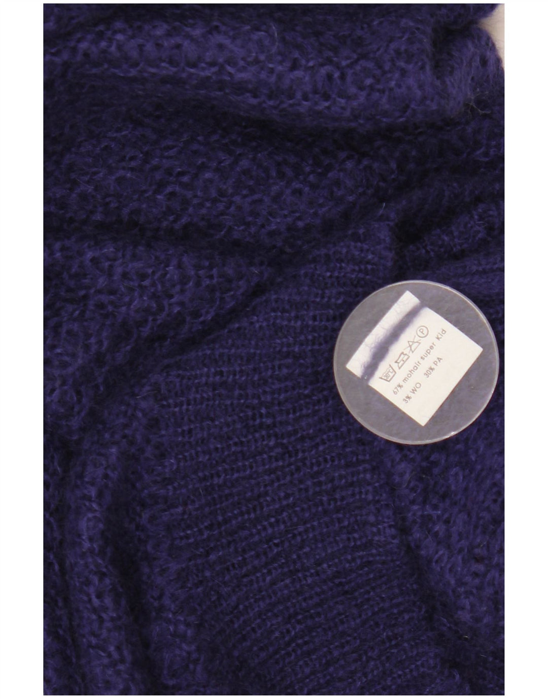 VINTAGE Femme Col Bateau Pull Pull UK 16 Grand Bleu Marine Mohair