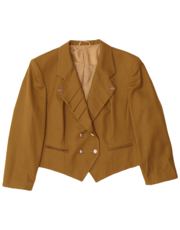 vintage Femmes 3/4 Manches Double Breasted Bolero Veste IT 46 Grand Kaki