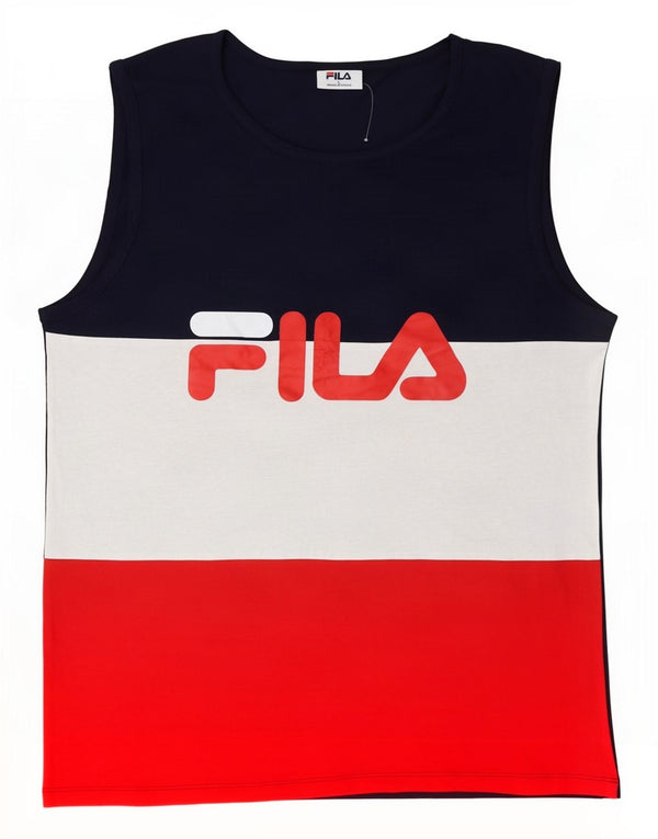Fila Débardeur Graphique Homme Large Bleu Marine Colorblock Coton