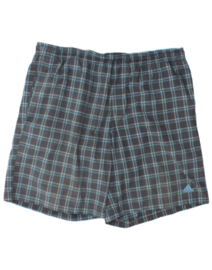 Adidas Short de bain pour homme XL Gris à carreaux Polyester