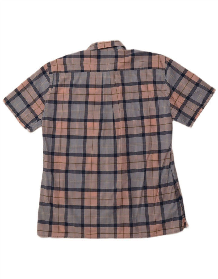 BARBOUR Chemise à manches courtes pour hommes, coupe régulière, en coton à carreaux bleu moyen