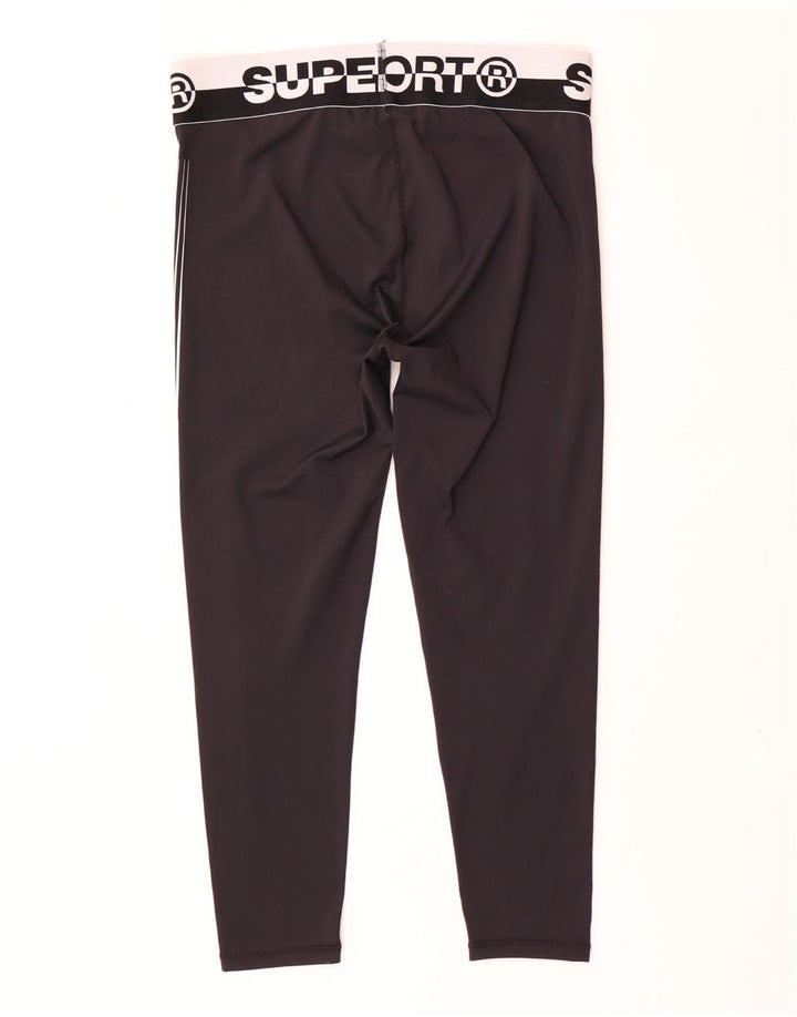 Superdry Legging court graphique pour femme UK 16 Large Noir