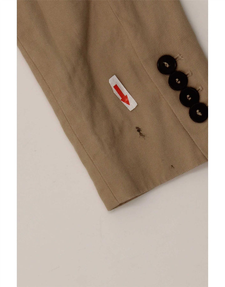 Zara Veste Blazer 1 Bouton Femme UK 6 XS Beige Lyocell