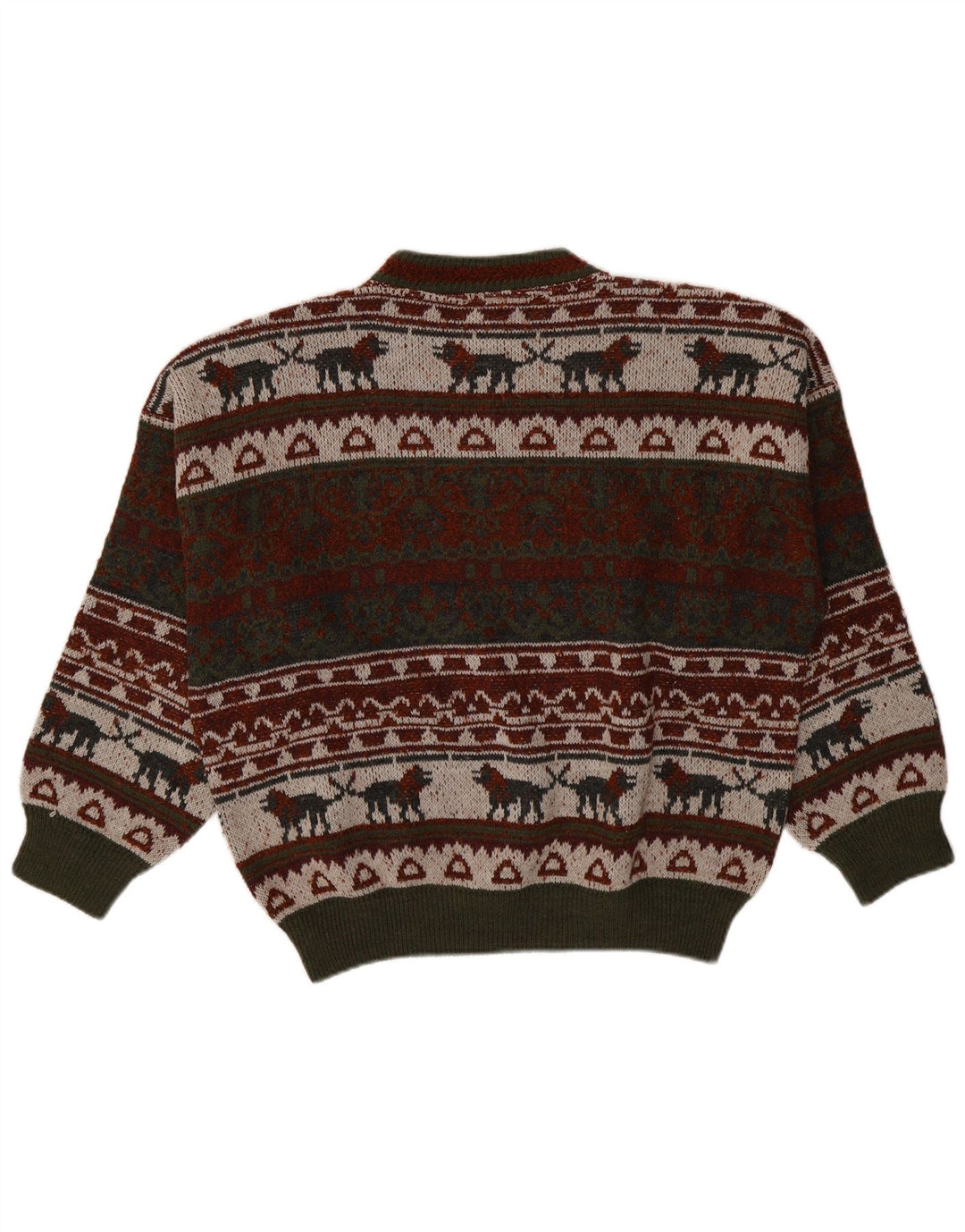 vintage Mens Crew Neck Jumper Pull XL Multicolore Fair Isle