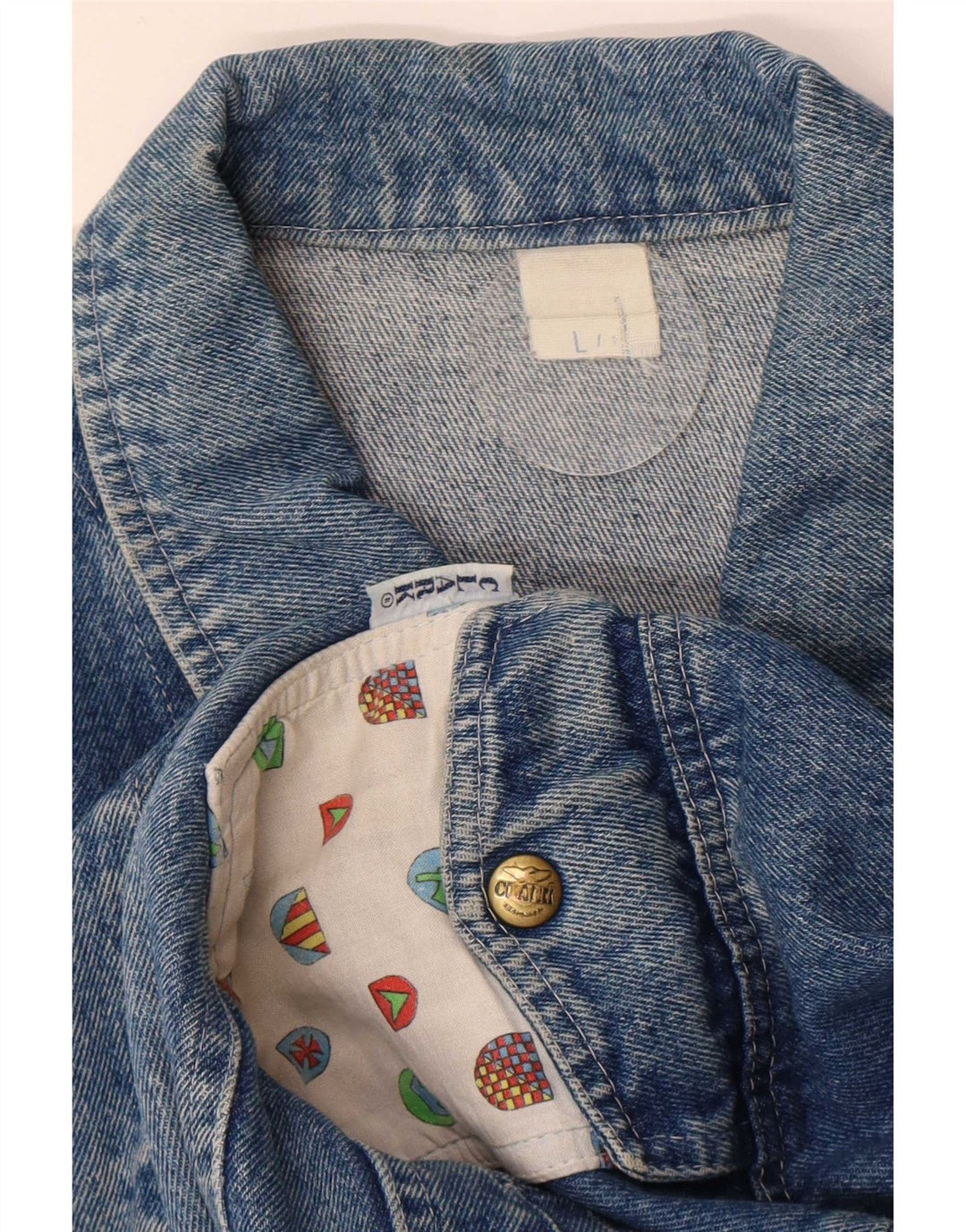 CLARK Veste en Jean Homme UK 40 Grand Bleu Patchwork