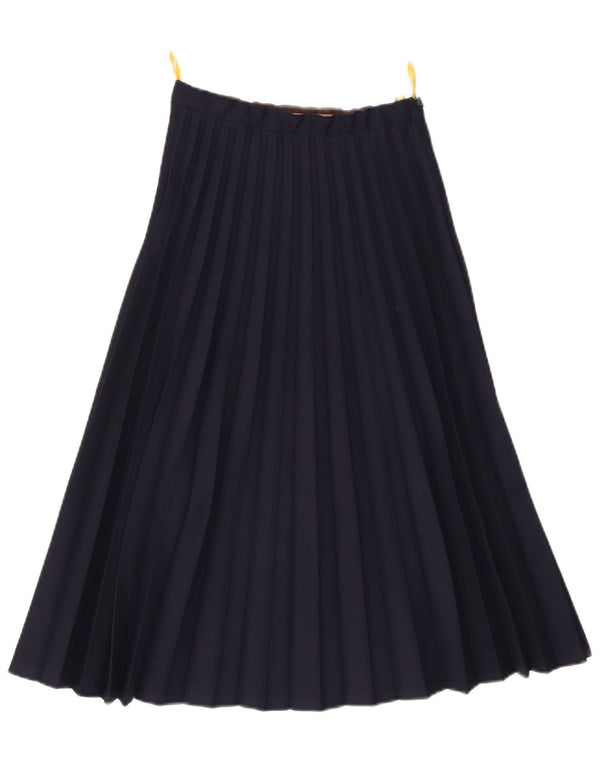 Vintage Womens Knife Pleated Skirt IT 38 XS W24  Navy Blue Polyamide