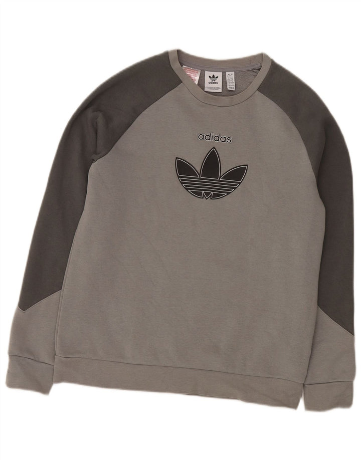 ADIDAS Sweat-shirt graphique pour garçon 13-14 ans Gris Colorblock Coton