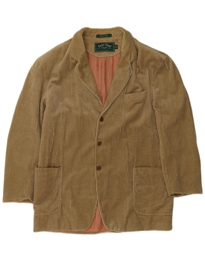 Part Two Veste blazer en velours côtelé à 3 boutons pour homme US 42 XL Coton beige