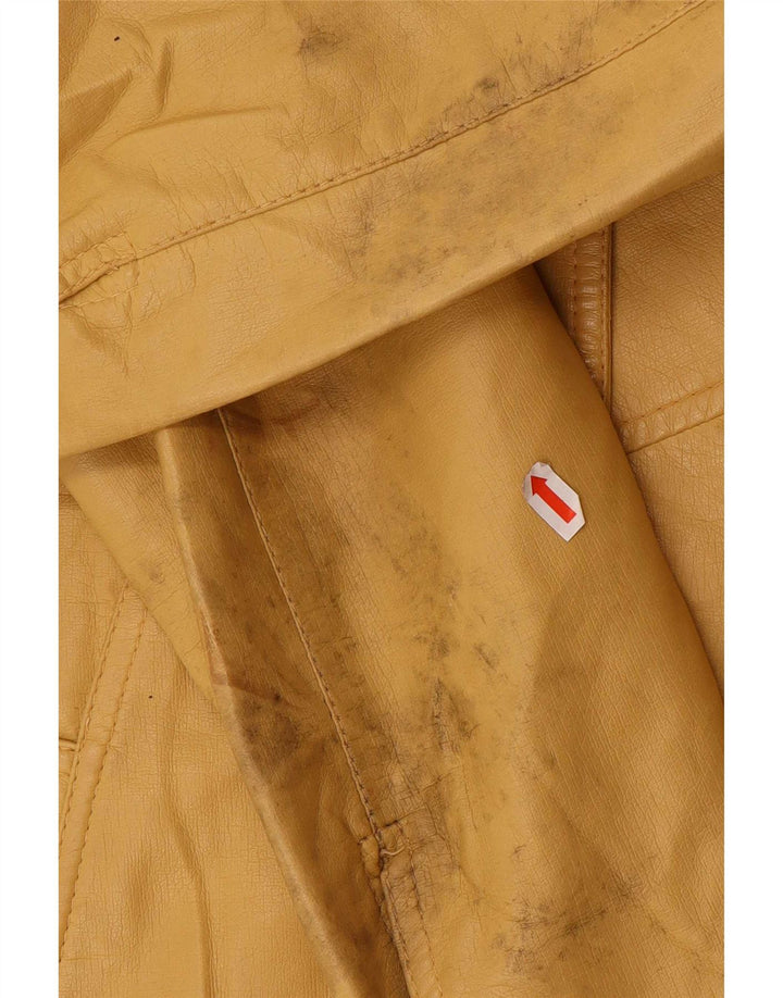 veste en cuir femme vintage UK 8 Petit Jaune