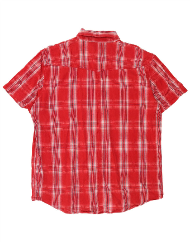 Wrangler Chemise à manches courtes pour homme en coton à carreaux rouges