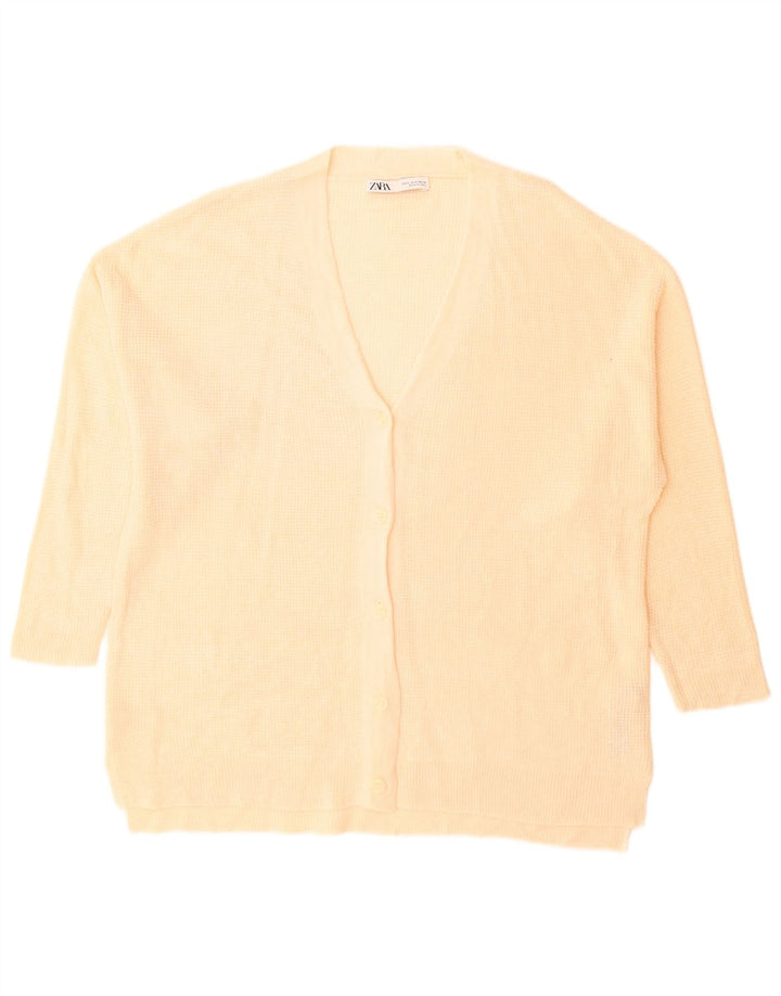 Zara Cardigan surdimensionné pour femme UK 10 Petit acrylique beige