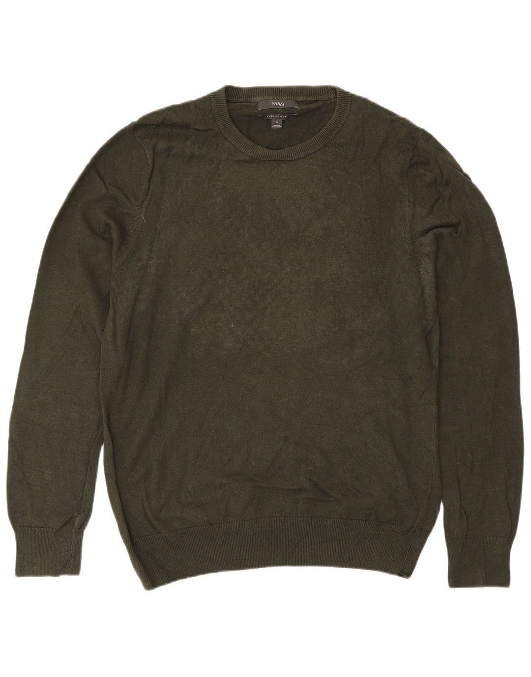 Marks & Spencer Pull Col Rond Homme Kaki Moyen Coton
