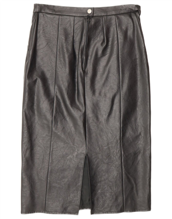 VINTAGE Jupe en cuir femme W28 Cuir noir moyen
