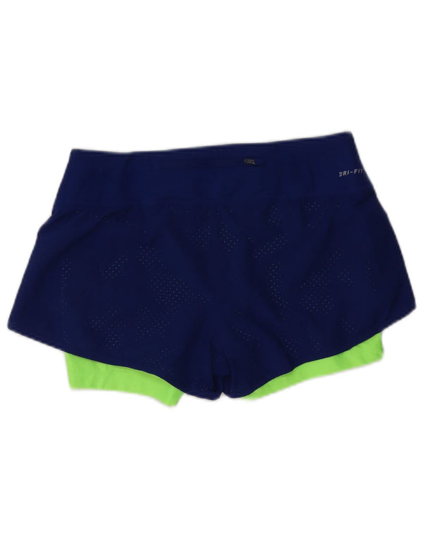 Nike Short de sport Dri Fit pour femme UK 10 Small Bleu marine Colourblock