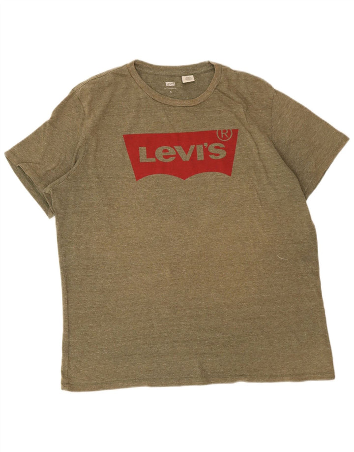 Levi's T-Shirt Graphique Top XL Homme Kaki Moucheté
