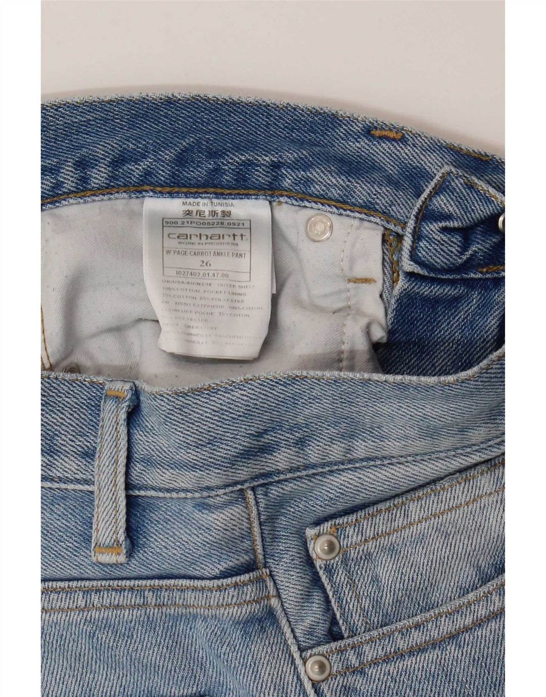 Carhartt Jean droit femme W26 L28 bleu coton