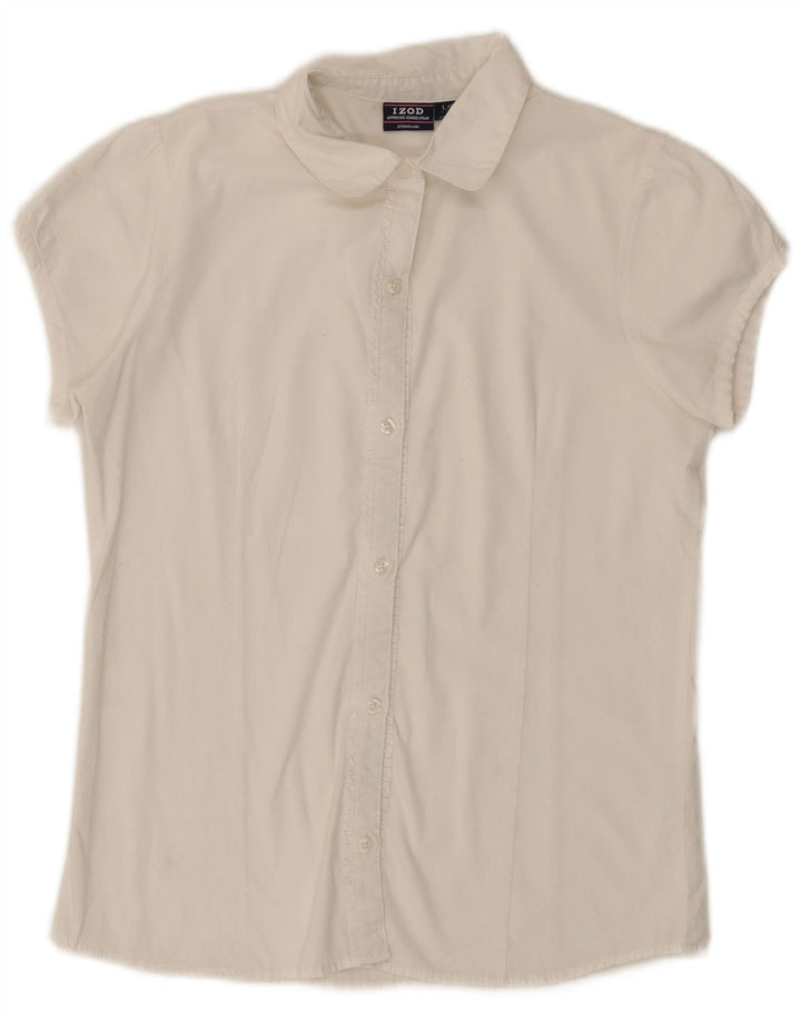 IZOD Chemisier à manches courtes et volants pour fille 14-15 ans Blanc Taille L