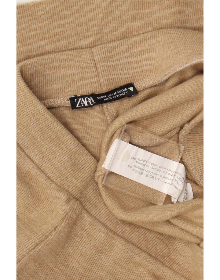 Zara Pantalon De Survêtement Femme UK 12 Coton Beige Moyen