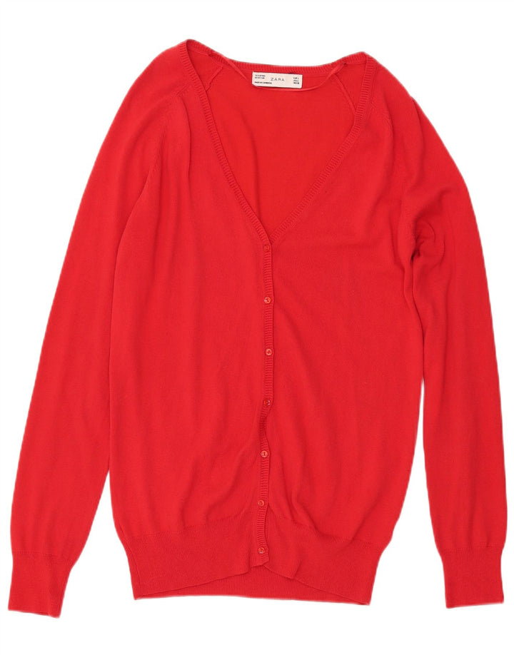 Zara Womens Cardigan Sweater UK 16 Large Rouge Coton