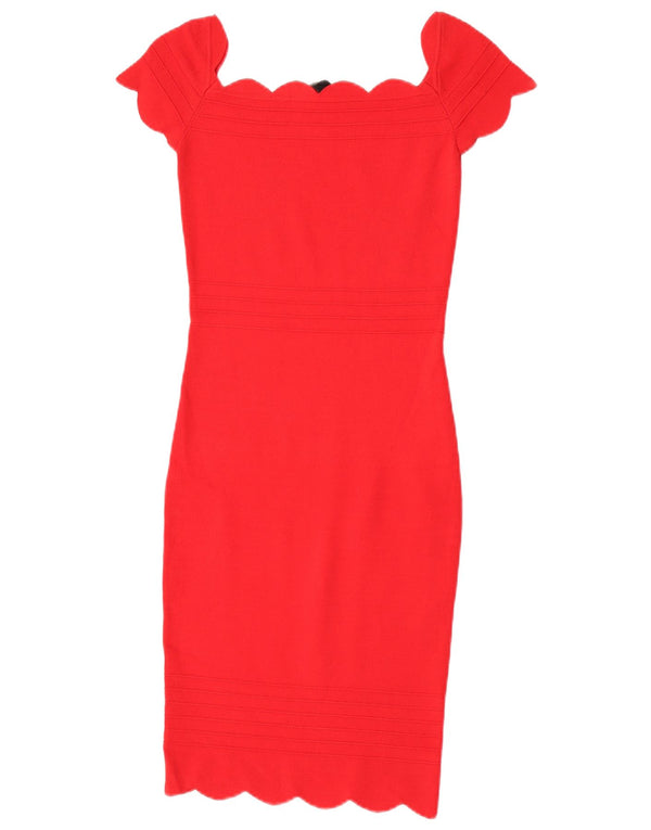 Lipsy Femme Robe Moulante UK 10 Petit Rouge Polyamide