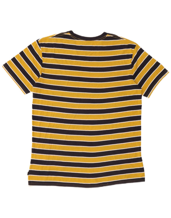 Quiksilver Mens T-Shirt Top XL Yellow Striped Cotton
