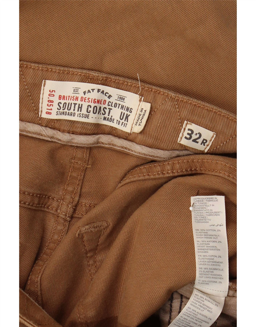 Fat Face Jean droit homme W32 L30 coton beige