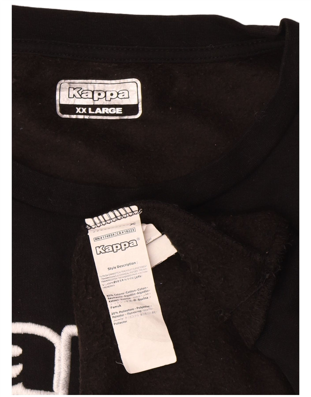 Kappa Sweat-shirt graphique pour homme 2XL en coton noir