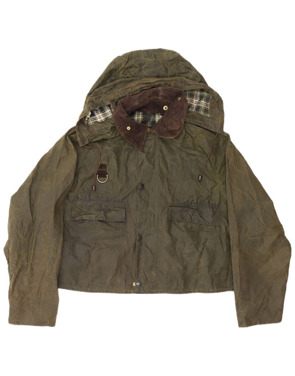 Barbour Spey Veste à capuche en coton ciré pour homme UK 40 Grand coton kaki