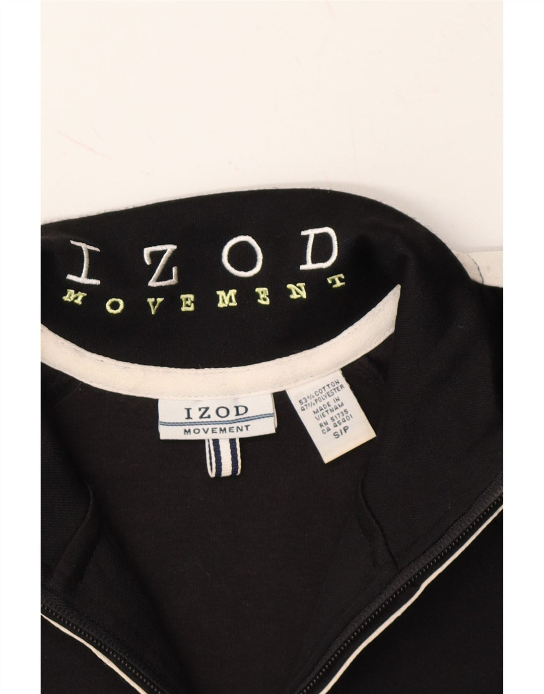 IZOD Womens Tracksuit Top Jacket UK 10 Small Black Colourblock Cotton Vintage Izod and Second-Hand Izod from Messina Hembry 