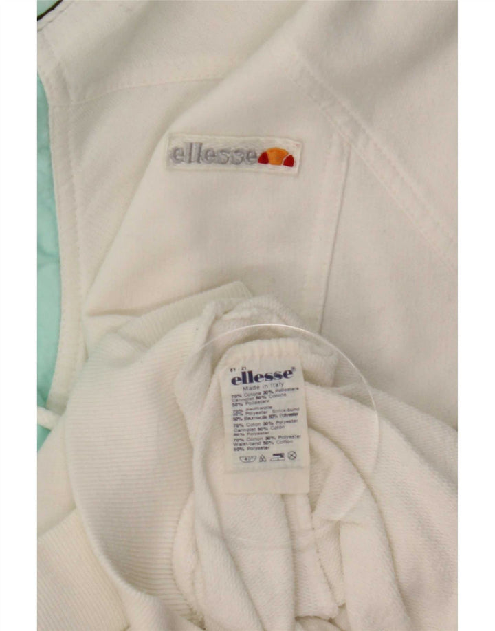 Ellesse Sweat-shirt à col boutonné pour homme en coton color block Blanc Taille L