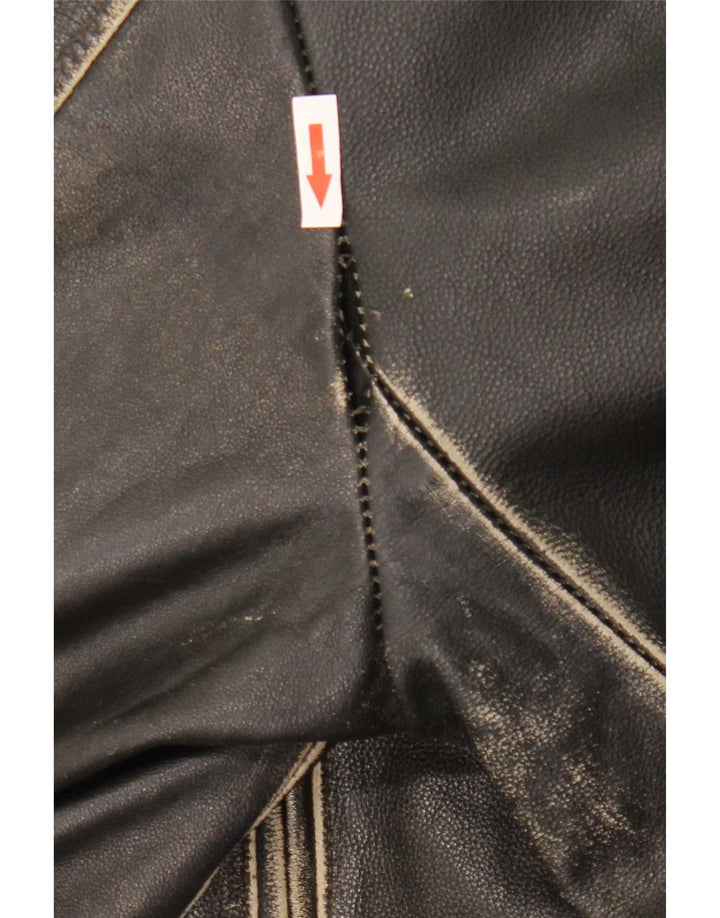 veste en cuir homme vintage IT 54 2XL Noir