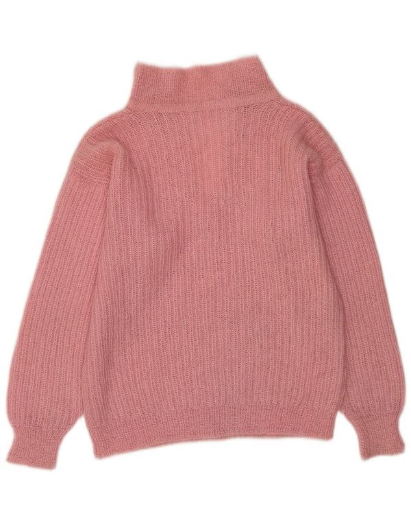 vintage Womens Turtle Neck Jumper Pull UK 14 Grand Rose