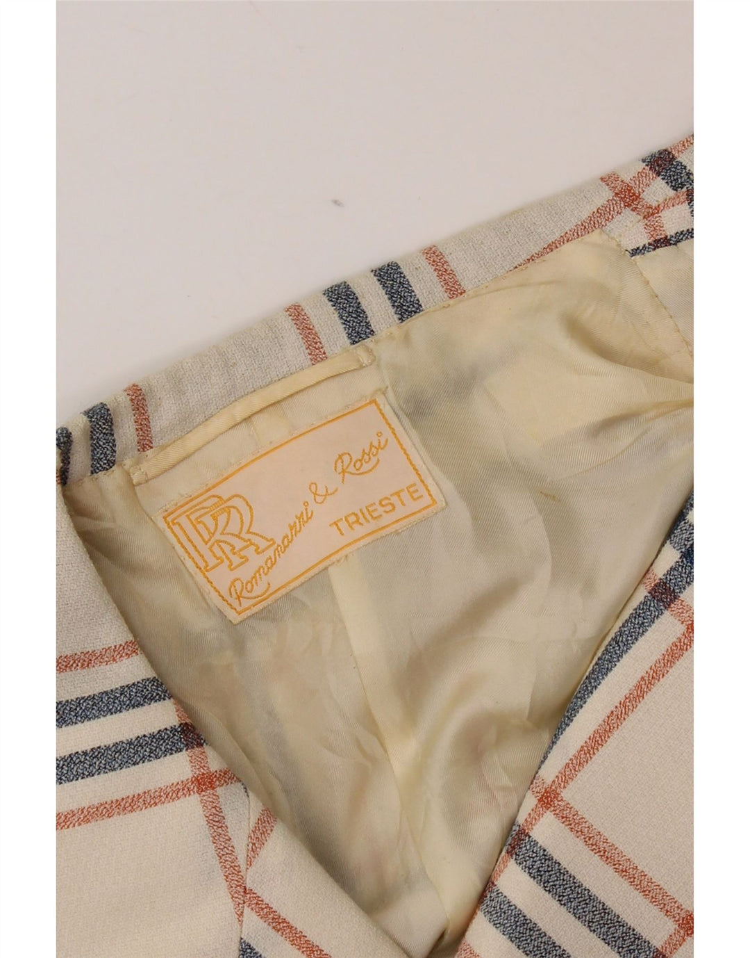 vintage Homme 2 Bouton Blazer Veste UK 38 Moyen Off White Check