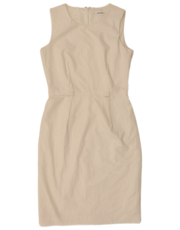 Calvin Klein Womens Sleeveless Sheath Dress US 4 Small Off White