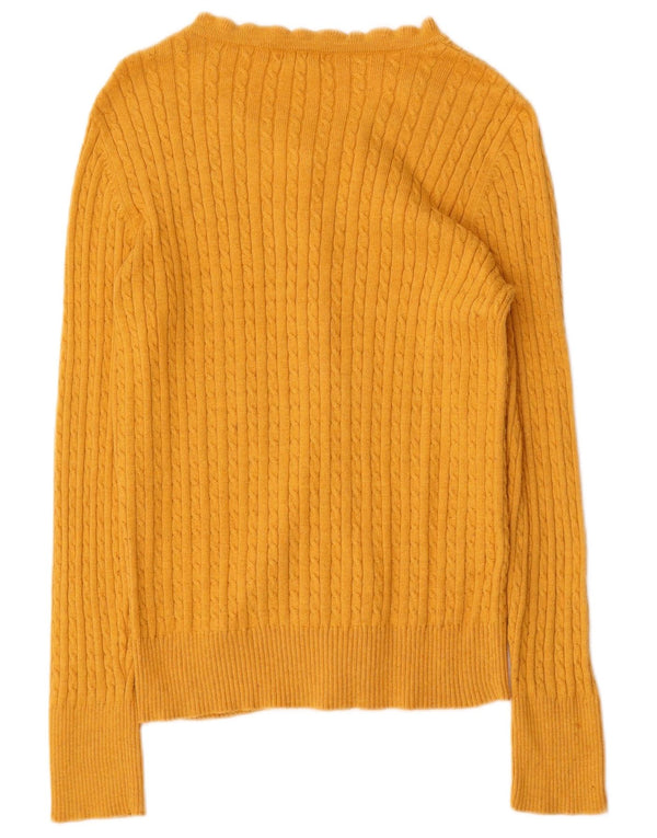 Eddie Bauer Pull cardigan pour femme UK 10 Petit coton jaune