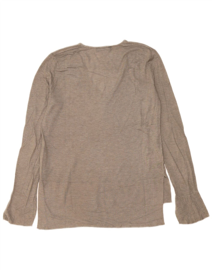 Zara Femme Haut Oversize Manches Longues UK 6 XS Gris Viscose