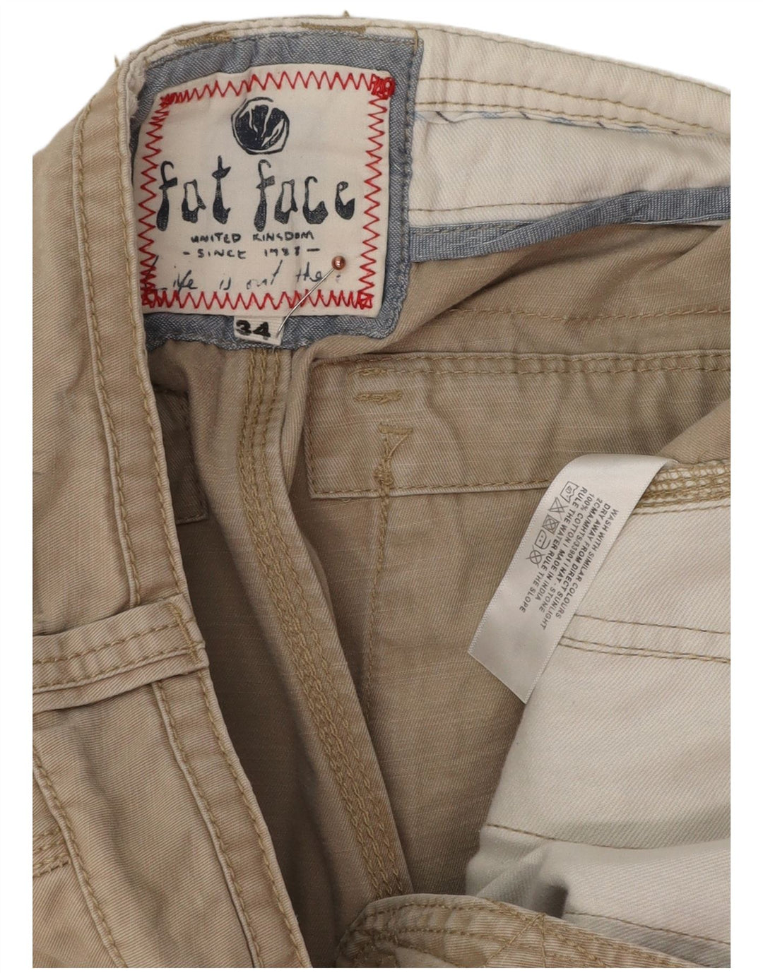 Fat Face Short Cargo Homme W34 Grand Coton Beige
