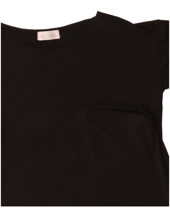 Zara Femme Top Manches Longues UK 14 Moyen Noir