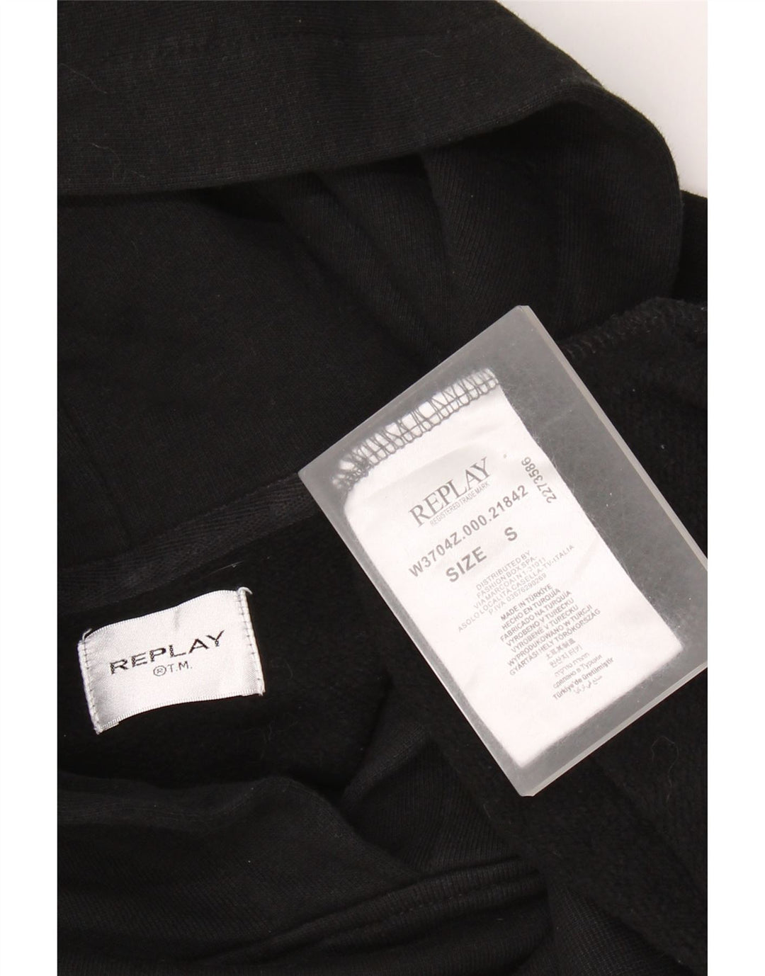 REPLAY Pull à capuche graphique surdimensionné pour femme UK 10 Small Noir Coton