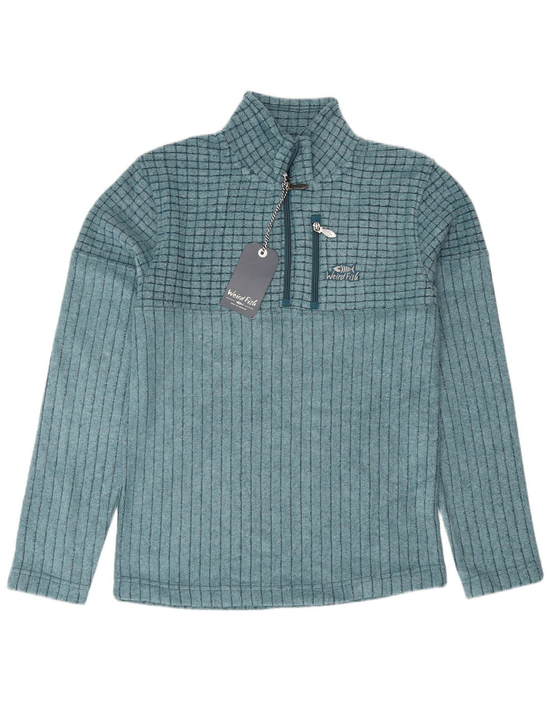 Weird Fish Sweat-shirt à col zippé pour homme Petit bleu Polyester